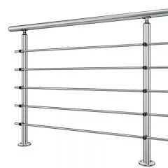 Garde corps de terrasse à 5 barres en inox en kit à la française