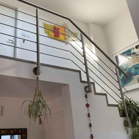 Garde corps de terrasse à 5 barres en inox en kit à l'anglaise