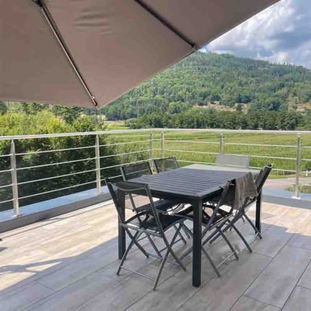 Garde corps de terrasse à 4 barres en inox avec poteaux design à la française