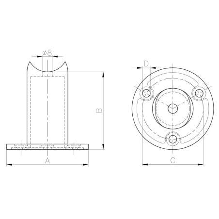 Support de main courante ø48,3mm en inox 316 brossé a fixer sur muret