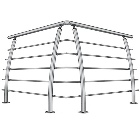 Garde corps de Terrasse à 5 barres Design Pont de Bateau en Inox en kit à la française