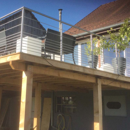 Garde corps de terrasse à 9 barres en inox en kit à la française