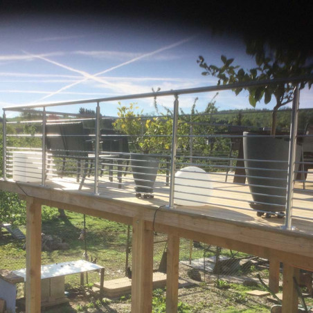 Garde corps de terrasse à 9 barres en inox en kit à la française