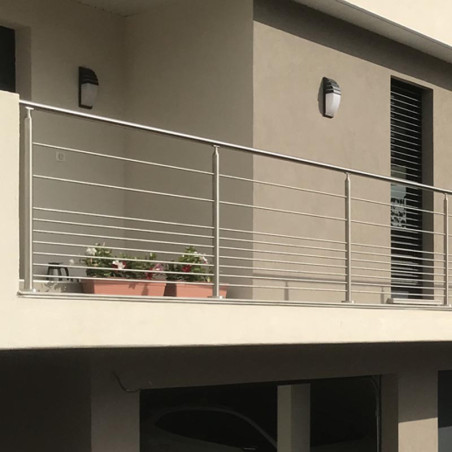 Garde corps de terrasse à 9 barres en inox en kit à la française