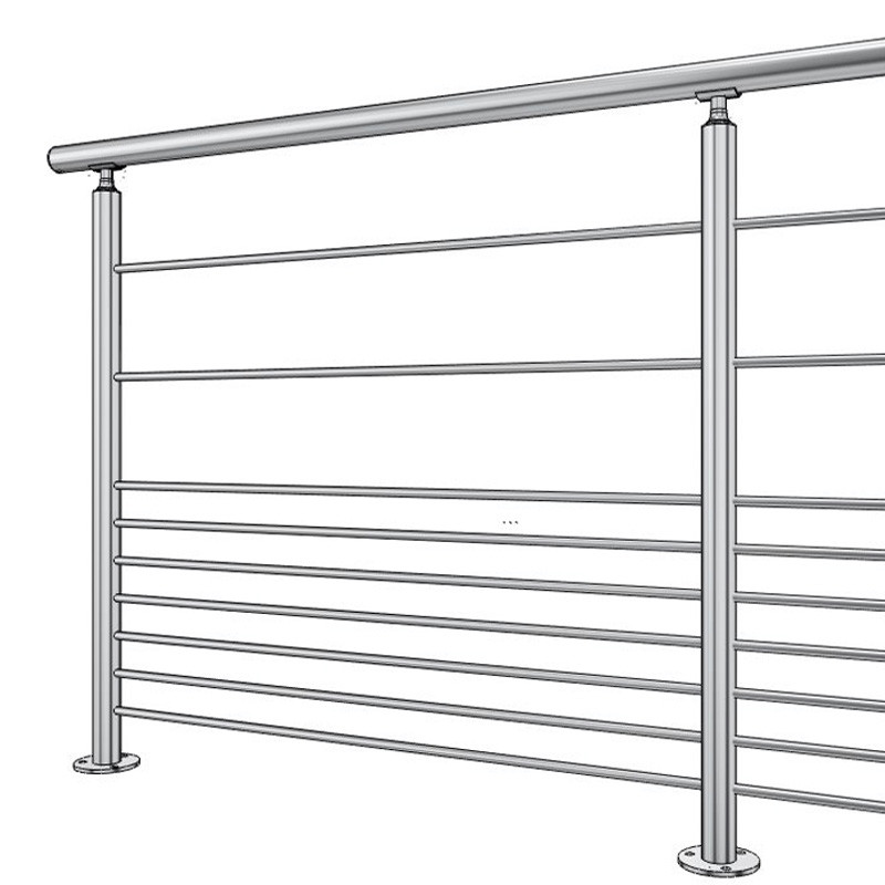 Garde corps de terrasse à 9 barres en inox en kit à la française