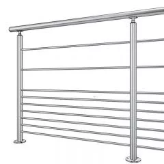 Garde corps de terrasse à 9 barres en inox en kit à la française