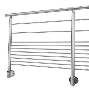 Garde corps de terrasse à 10 barres en inox en kit à l'anglaise