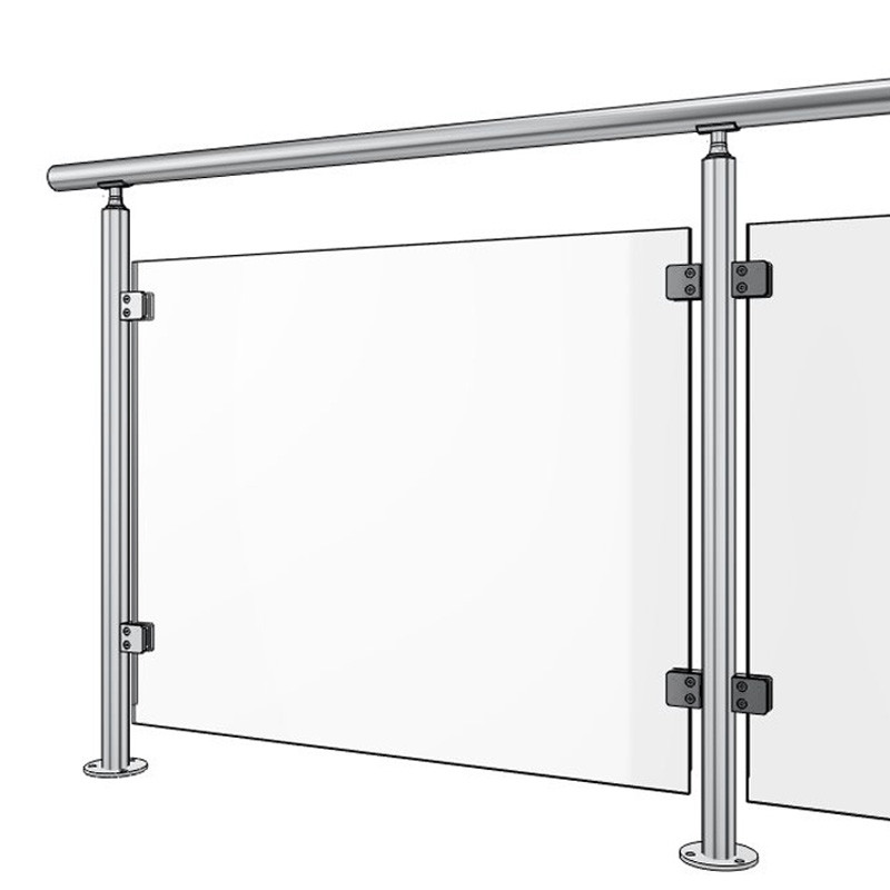 Garde corps de terrasse à verre en inox à la française