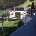 Garde corps de terrasse à verre et barres en inox à la française 22