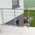 Garde corps de terrasse à verre et barres en inox à la française 24