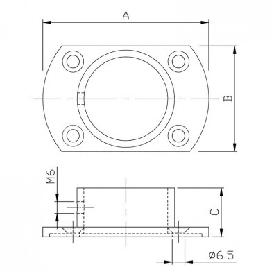 Départ mural rectangulaire en inox 316 brossé pour tube rond ø 48,3 mm Départ mural rectangulaire en inox 316 brossé pour tube rond ø 48,3 mm