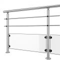 Garde corps de terrasse à verre et barres en inox à la française 1