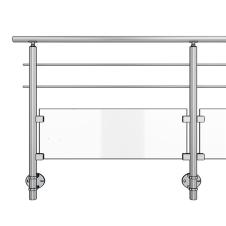 Garde corps de terrasse à verre et barres en inox à l'anglaise