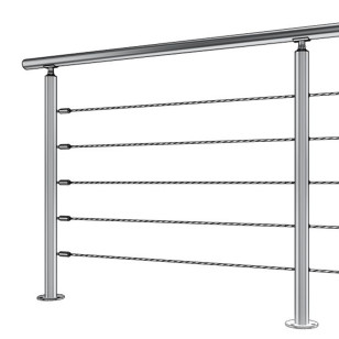 Garde corps de terrasse à 5 câbles  en inox à la française