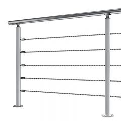 Garde corps de terrasse à 5 câbles en inox à la française