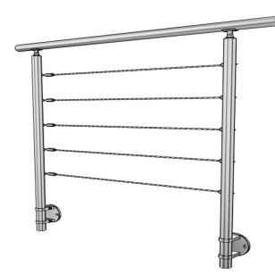 Garde corps de terrasse à 5 câbles en inox à l'anglaise