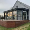 Garde corps de terrasse poteaux laqués et inox, 5 barres à la française, plusieurs coloris 9