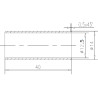 Plan coté du raccord de lisses fin et élégant diamètre 12 mm inox 304 brossé à coller