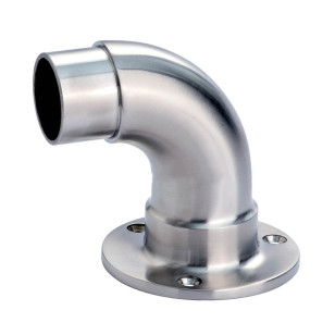 Platine de départ murale à 90° en inox 316 brossé diamètre 33,7 mm