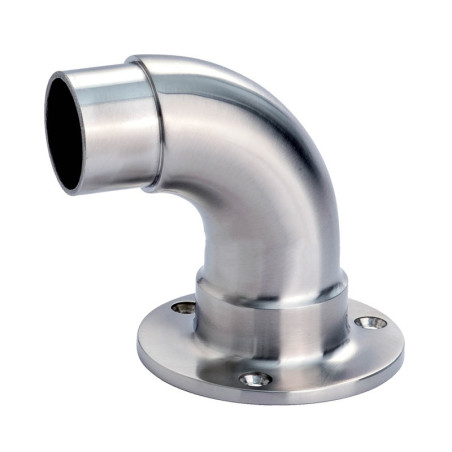 Platine de départ murale à 90° en inox 316 brossé diamètre 42,4 mm