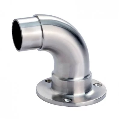 Platine de départ murale à 90° en inox 316 brossé diamètre 60,3 mm
