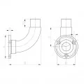 Platine de départ murale à 90° en inox 316 brossé diamètre 60,3 mm 1