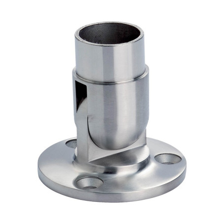 Platine de départ articulée murale en inox 316 brossé diamètre 33,7 mm