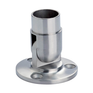 Platine de départ articulée murale en inox 316 brossé diamètre 42,4 mm