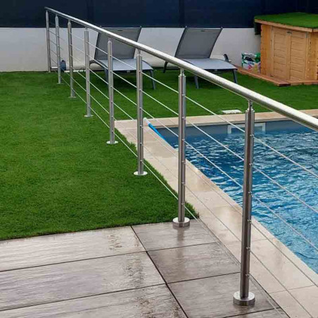 Rambarde de terrasse piscine à 6 câbles en inox en kit à la française