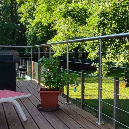 Rambarde de terrasse à câbles en inox en kit à la française