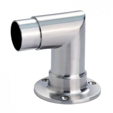 Platine de départ murale à 90° en inox 316 brossé diamètre 33,7 mm