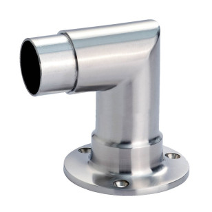 Platine de départ murale à 90° en inox 316 brossé diamètre 42,4 mm