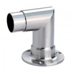 Platine de départ murale à 90° en inox 316 brossé diamètre 42,4 mm