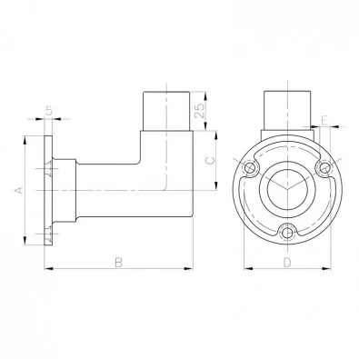 Platine de départ murale à 90° en inox 316 brossé diamètre 42,4 mm Platine de départ murale à 90° en inox 316 brossé diamètre 42,4 mm