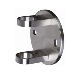 Platine de fixation poteau garde corps à l'anglaise 2 colliers inox 316