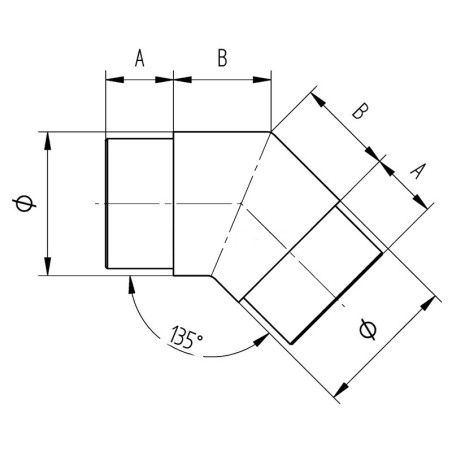 Coude à 45° mâle-mâle en inox 316 brossé 42,4 mm