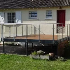 Garde corps terrasse, balcon, mezzanine inox et verre en kit à l'anglaise