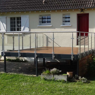 Garde corps de terrasse à verre en inox à l'anglaise