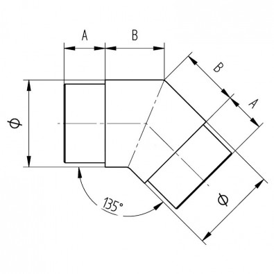 Coude à 45° mâle-mâle en inox 316 brossé 48,3 mm Coude à 45° mâle-mâle en inox 316 brossé 48,3 mm