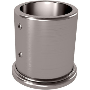 Embase de poteau garde corps escalier à ancrer sur base plate d'ancien poteau bois, inox 304 brossé