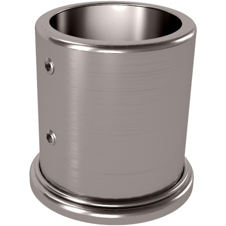 Embase de poteau garde corps escalier à ancrer sur base plate d'ancien poteau bois, inox 304 brossé