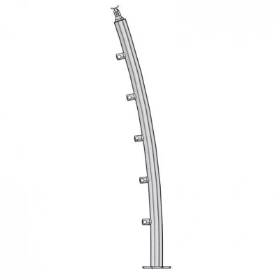 Poteau de garde corps inox 316 Design Pont de Bâteau 5 barres à la française
