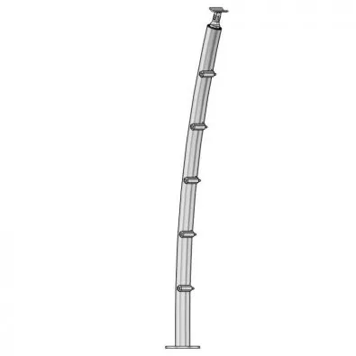 Poteau de départ de garde corps inox Design Pont de Bâteau 5 câbles à la française