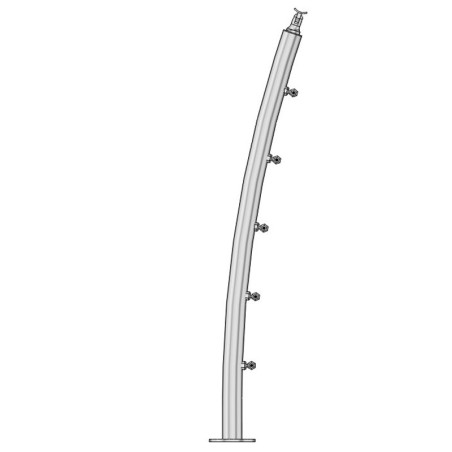 Vue de côté du poteau de départ de garde corps inox Design Pont de Bâteau 5 câbles à la française