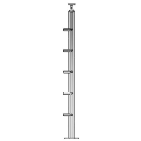 Poteau de départ de garde corps inox 316 Design Pont de Bâteau 5 câbles à la française