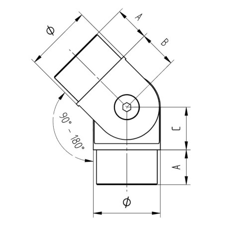 Raccord orientable de 90 à 180 degrés inox 316 poli miroir 42,4 mm