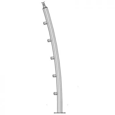 Poteau de milieu de garde corps inox 316 Design Pont de Bâteau 5 câbles à la française