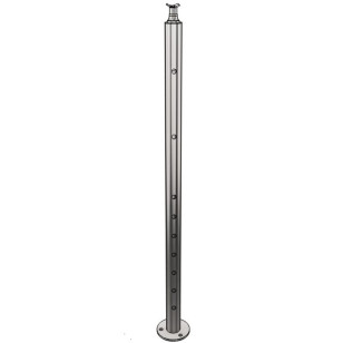 Poteau de milieu de garde corps inox 316 brossé remplissage 9 barres ø 12 mm