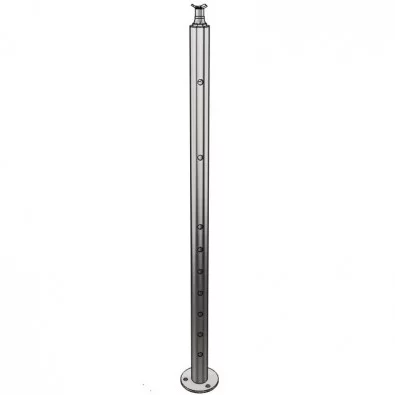 Poteau de milieu de garde corps inox 316 brossé remplissage 9 barres ø 12 mm