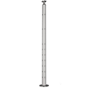 Poteau d'angle à 90° de garde corps inox 316 brossé remplissage 9 barres ø 12 mm